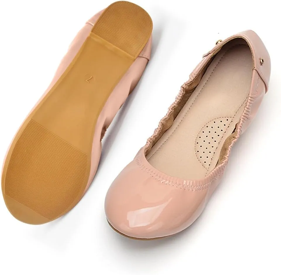 KUNWFNIX Women's Ballet Flats Crystal Wedding Ballerina Shoes Pointed Toe Pearl Diamond Low Heel Comfortable Dressy Work Business Dance Flats