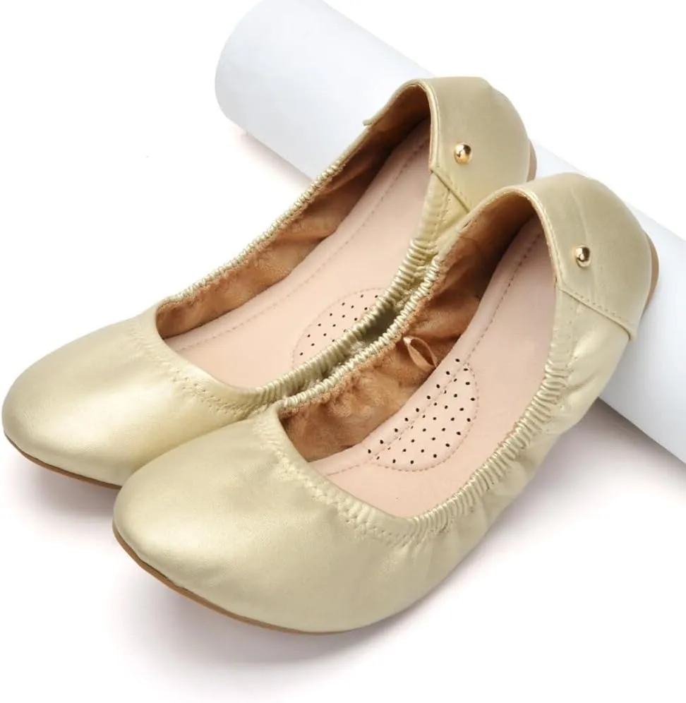 KUNWFNIX Women's Ballet Flats Crystal Wedding Ballerina Shoes Pointed Toe Pearl Diamond Low Heel Comfortable Dressy Work Business Dance Flats