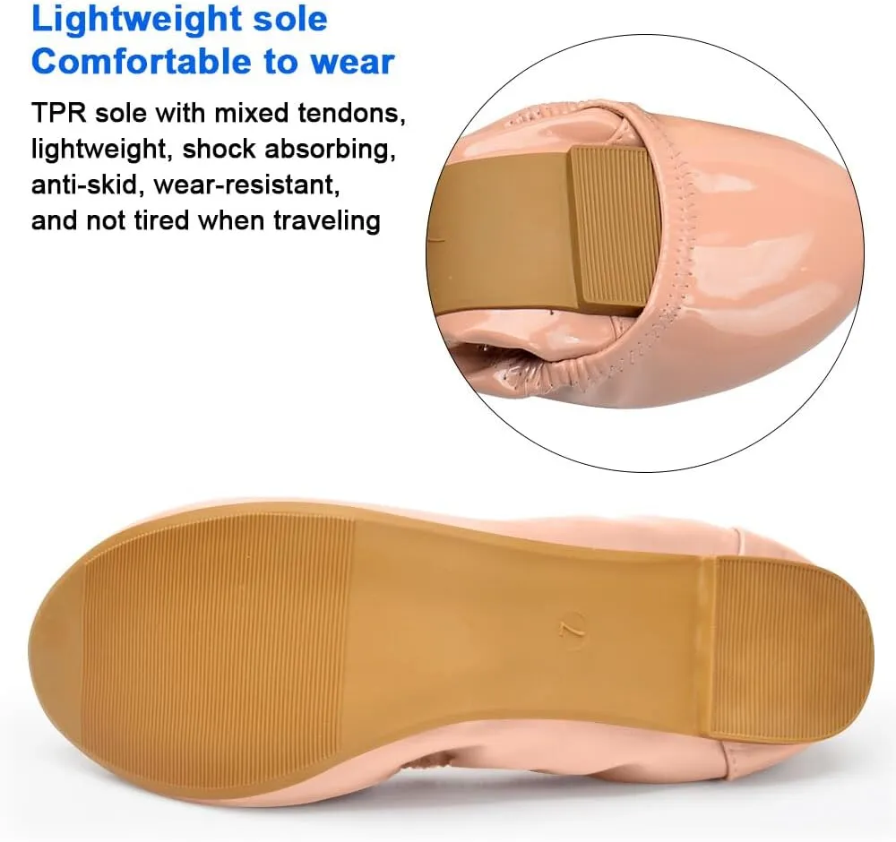 KUNWFNIX Women's Ballet Flats Crystal Wedding Ballerina Shoes Pointed Toe Pearl Diamond Low Heel Comfortable Dressy Work Business Dance Flats