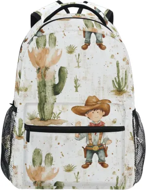 Laptop Backpack for Unisex Adult Waterproof Diaper Bag Backpack with Chest Strap for College Work Western Cowboy Cactus West Ranch