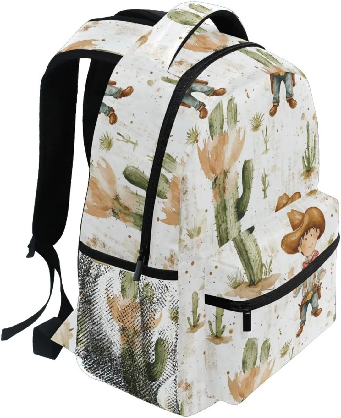 Laptop Backpack for Unisex Adult Waterproof Diaper Bag Backpack with Chest Strap for College Work Western Cowboy Cactus West Ranch