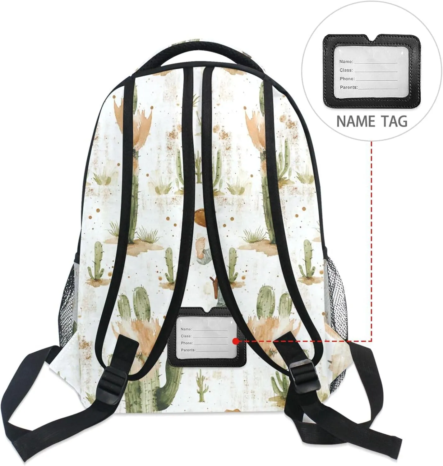 Laptop Backpack for Unisex Adult Waterproof Diaper Bag Backpack with Chest Strap for College Work Western Cowboy Cactus West Ranch