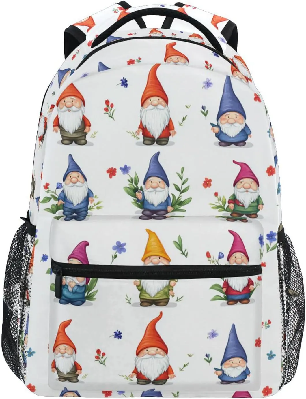 Laptop Backpack for Women Men Waterproof College School Computer Bag with Chest Strap for Travel Trip Cartoon Funny Gnomes White