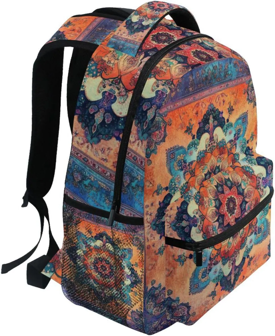 Laptop Backpack for Women Men Waterproof Diaper Bag Backpack with Chest Strap for Travel Trip Bohemian Pattern Boho Vintage Mandala