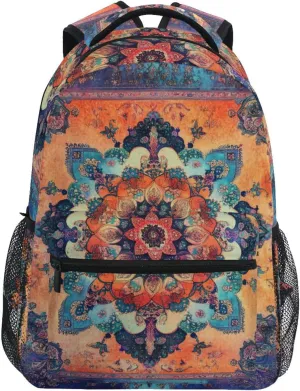 Laptop Backpack for Women Men Waterproof Diaper Bag Backpack with Chest Strap for Travel Trip Bohemian Pattern Boho Vintage Mandala