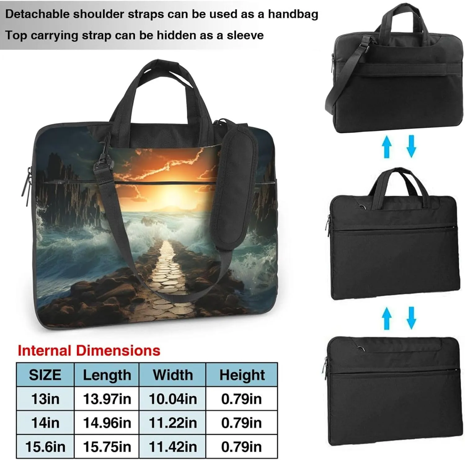 Laptop Tote Bag Men Women Divided Sea Pathway Shoulder Laptop Sleeve Briefcase Messenger Computer Bag