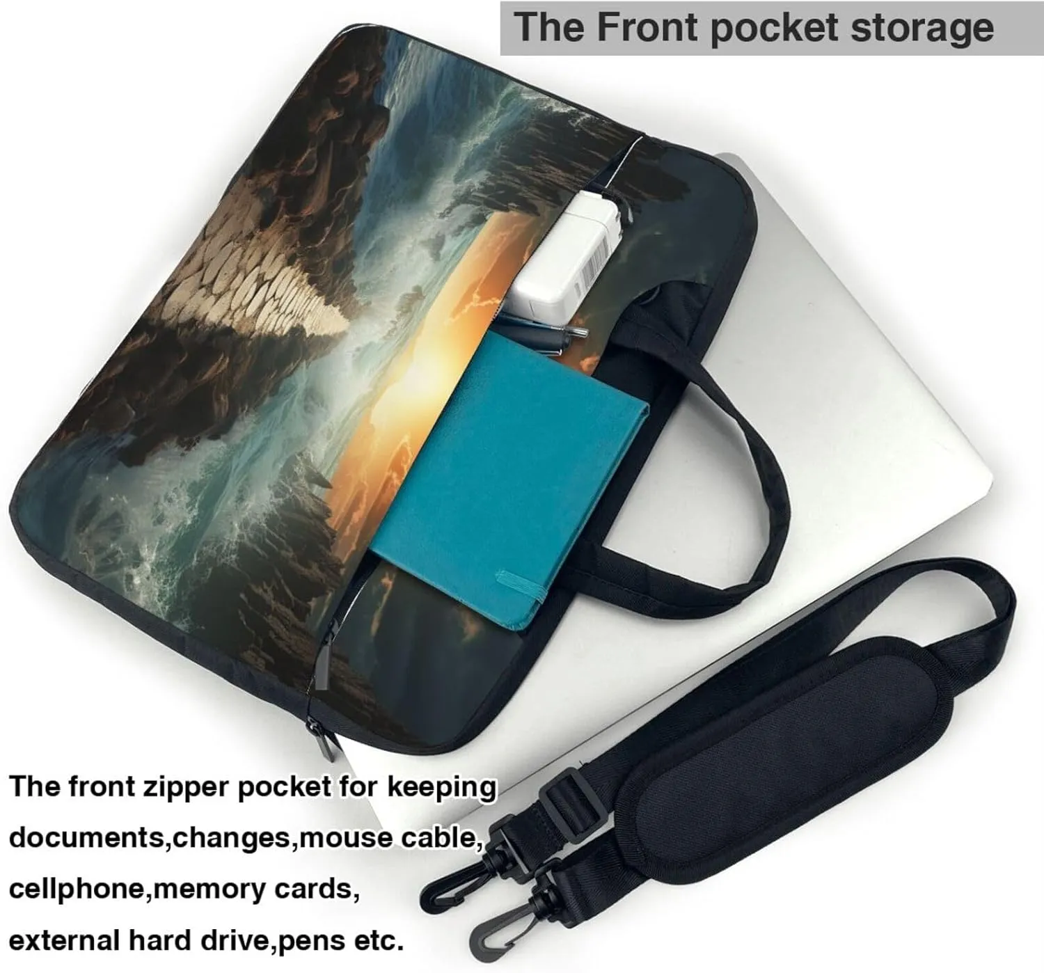 Laptop Tote Bag Men Women Divided Sea Pathway Shoulder Laptop Sleeve Briefcase Messenger Computer Bag