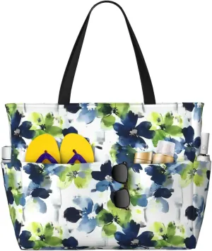 Large Beach Bag for Women Waterproof Foldable Travel Shoulder Tote Bag with Pocket for Weekender Pool Vacation