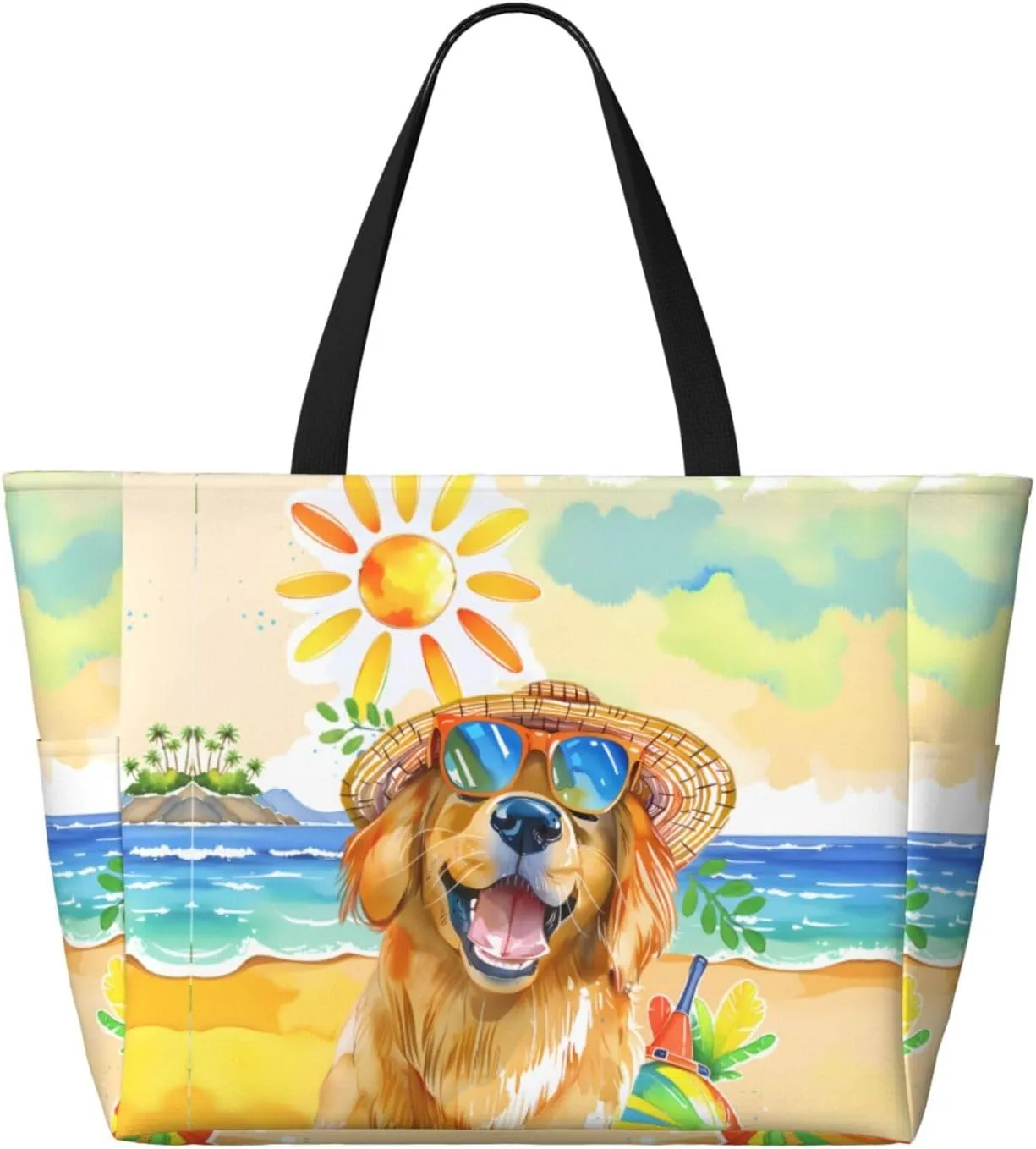 Large Beach Bag for Women Waterproof Foldable Travel Shoulder Tote Bag with Pocket for Weekender Pool Vacation
