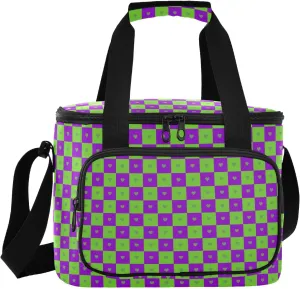Large Capacity Big Lunch Bags Eco-friendly Crossbody Lunch Bag for Lady Buffalo Plaid Check Heart Green Purple bolsas para el lunch