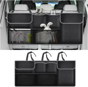 Large Capacity Car Trunk Organizer,Oxford Fabric Trunk Organizer for Car with Six Pockets And Adjustable Straps,Universal Hanging SUV Cargo Storage for Most Vehicles