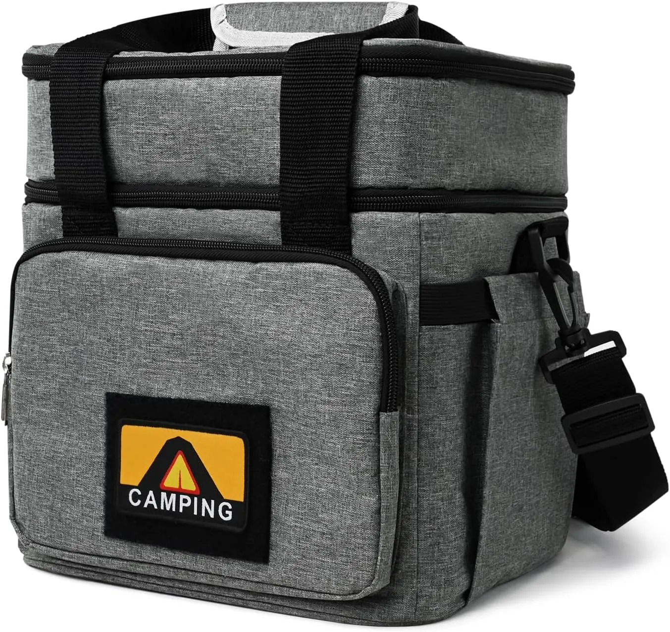 Large Capacity Insulated Lunch Bag for Women/Men, 16L Reusable Lunch Box for Office Picnic Hiking Beach, Leakproof Cooler Bag with Adjustable Shoulder Strap for Adults, Gray