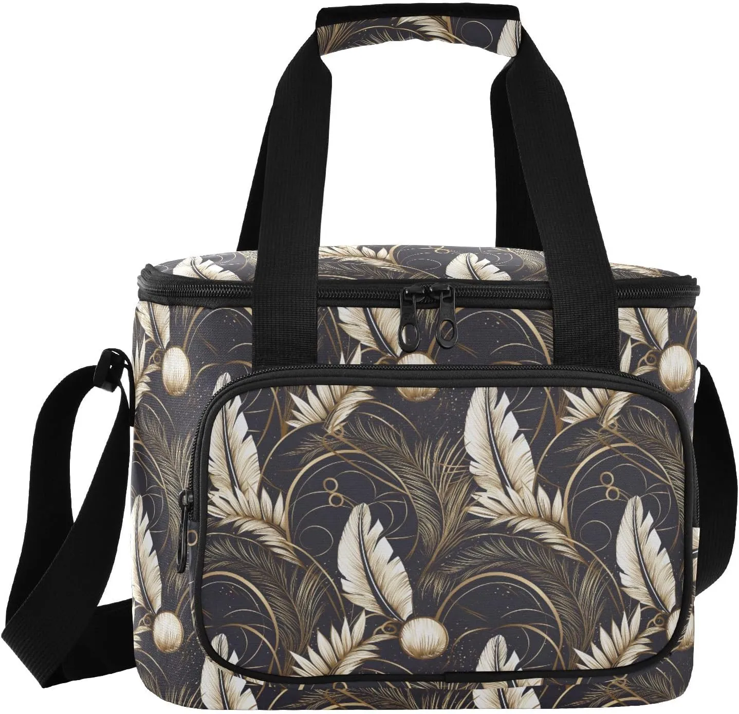 Large Capacity Kids Lunch Bag Crossbody Lunch Box Bags for Teen Palmette Pattern Rose Gold luncheras para mujeres