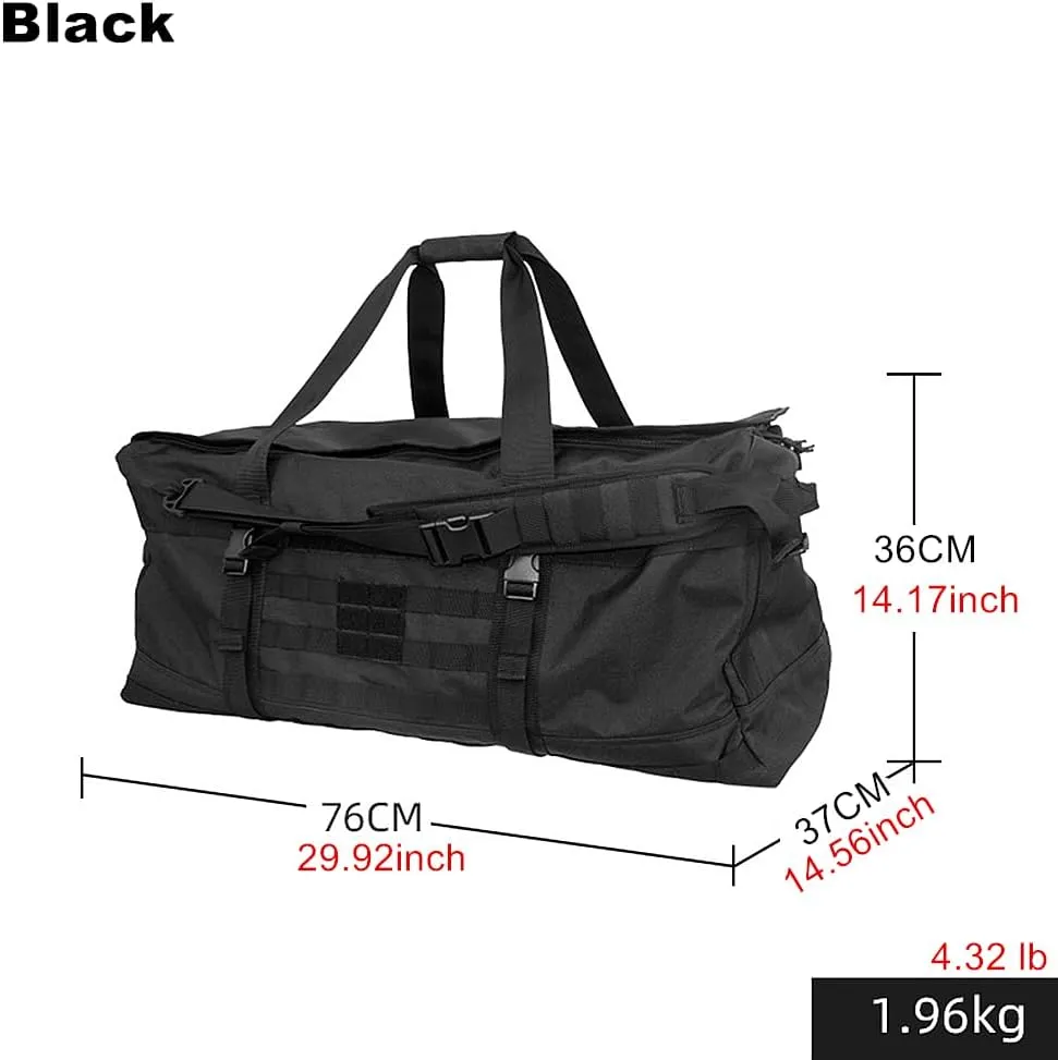 Large Capacity Mountaineering Camping Shoulder Travel Bag 106L Outdoor Portable Backpack Military Fans Tactical Satchel Bag (Black)