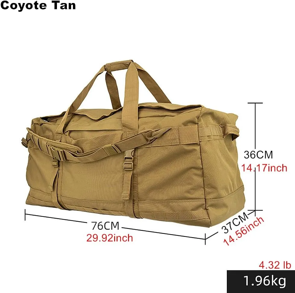Large Capacity Mountaineering Camping Shoulder Travel Bag 106L Outdoor Portable Backpack Military Fans Tactical Satchel Bag (Coyote Tan)