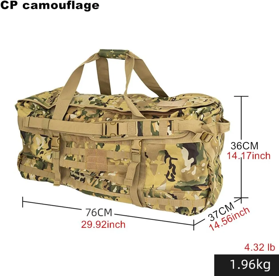 Large Capacity Mountaineering Camping Shoulder Travel Bag 106L Outdoor Portable Backpack Military Fans Tactical Satchel Bag (CP camouflage)