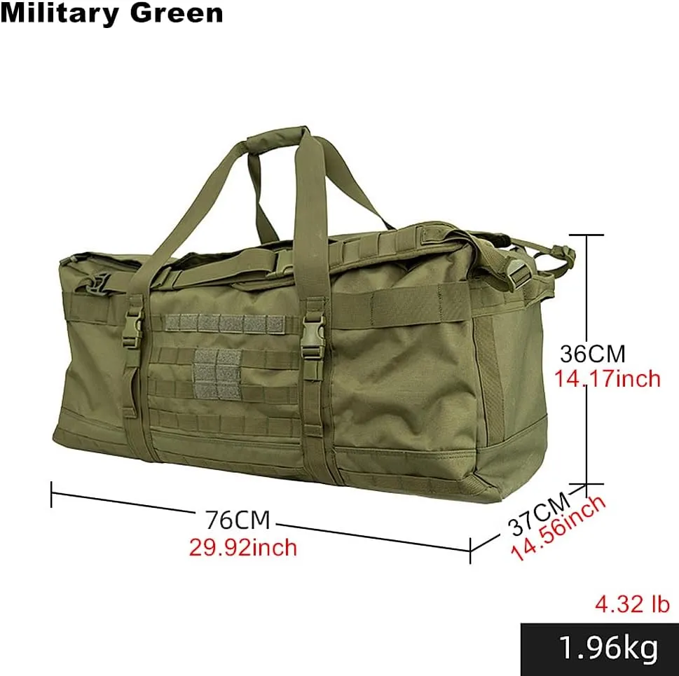 Large Capacity Mountaineering Camping Shoulder Travel Bag 106L Outdoor Portable Backpack Military Fans Tactical Satchel Bag (Military Green)