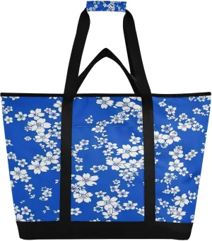 Large Insulated Cooler Bag,Fresh Style Floral Fragments Foldable Kitchen Reusable Grocery Bags,Leak Proof Portable Lunch Bags Tote Bag for Shopping Food Travel Beach Camping