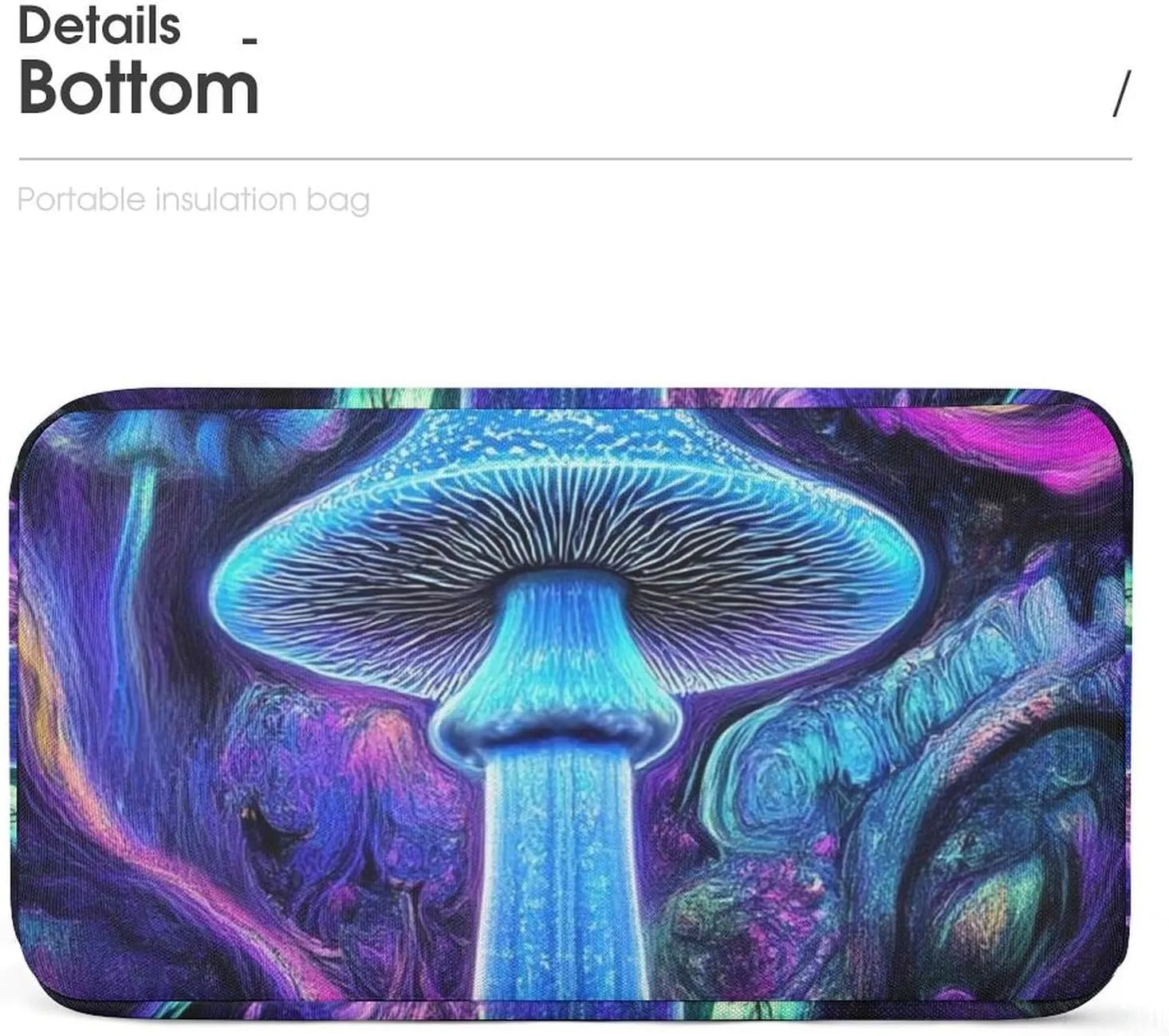 Large Insulated Lunch Tote Bag for Men Women, Portable Thermal Lunch Tote Trippy Mushrooms Purple Art Leakproof Waterproof Lunchbox