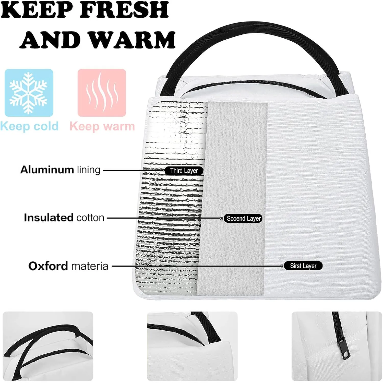 Large Insulated Lunch Tote Bag for Men Women, Portable Thermal Lunch Tote Trippy Mushrooms Purple Art Leakproof Waterproof Lunchbox
