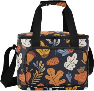 Large Lunch Bag Acorns Autumn Leaves Insulated Cooler Tote Soft Freeze Lunch Box for Adult Women Men Picnic Camping Beach Hiking 24-Can (18L)