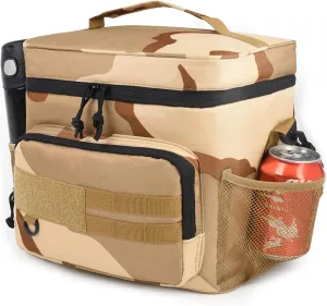 Large Lunch Bag Insulated Lunch Box,Freezable Lunch Cooler Bag for Adult Men Women- 16L Insulated Lunch Bag Leakproof Mens Lunchbox for Work Office Picnic (Khaki Camo)