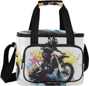 Large Lunch Bag Motrocycle Motocross Graffiti Insulated Cooler Box for Women Men Picnic Camping Beach Handbag 24-Can (18L)
