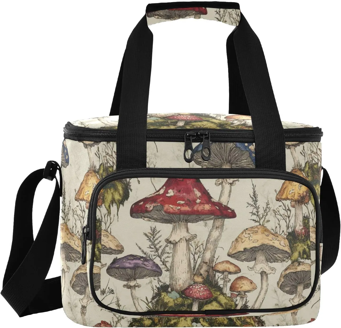 Large Lunch Bag Mushroom Moss Insulated Cooler Box For Women Men Picnic Camping Beach Handbag 24-Can (18L)