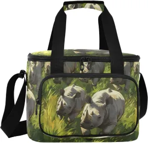 Large Lunch Bag Rhinocero Run Animal Insulated Cooler Box For Women Men Picnic Camping Beach Handbag 24-Can (18L)