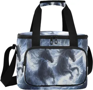 Large Lunch Bag Water Storm Horse Cloud Insulated Cooler Box For Women Men Picnic Camping Beach Handbag 24-Can (18L)