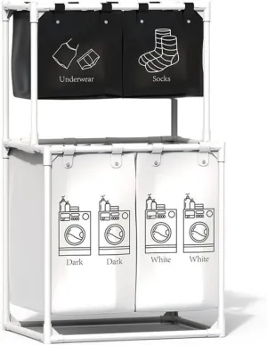 Laundry Hamper, Laundry Basket with 4 Removable Laundry Sorter Bags for Storage Dirty Clothes, Toy, Laundry Room, Bedroom, Bathroom