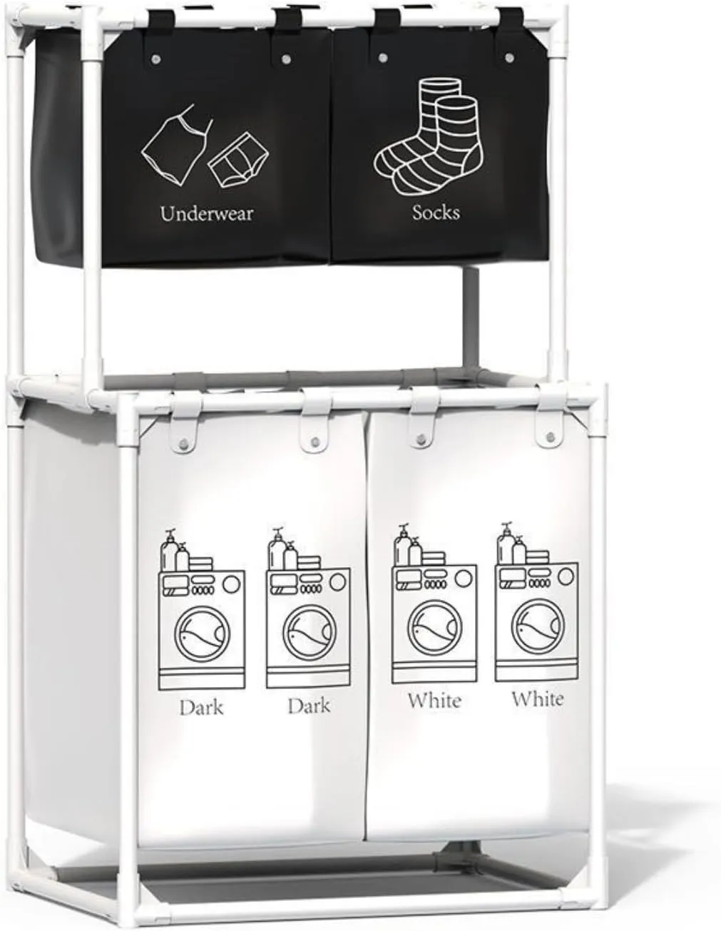 Laundry Hamper, Laundry Basket with 4 Removable Laundry Sorter Bags for Storage Dirty Clothes, Toy, Laundry Room, Bedroom, Bathroom