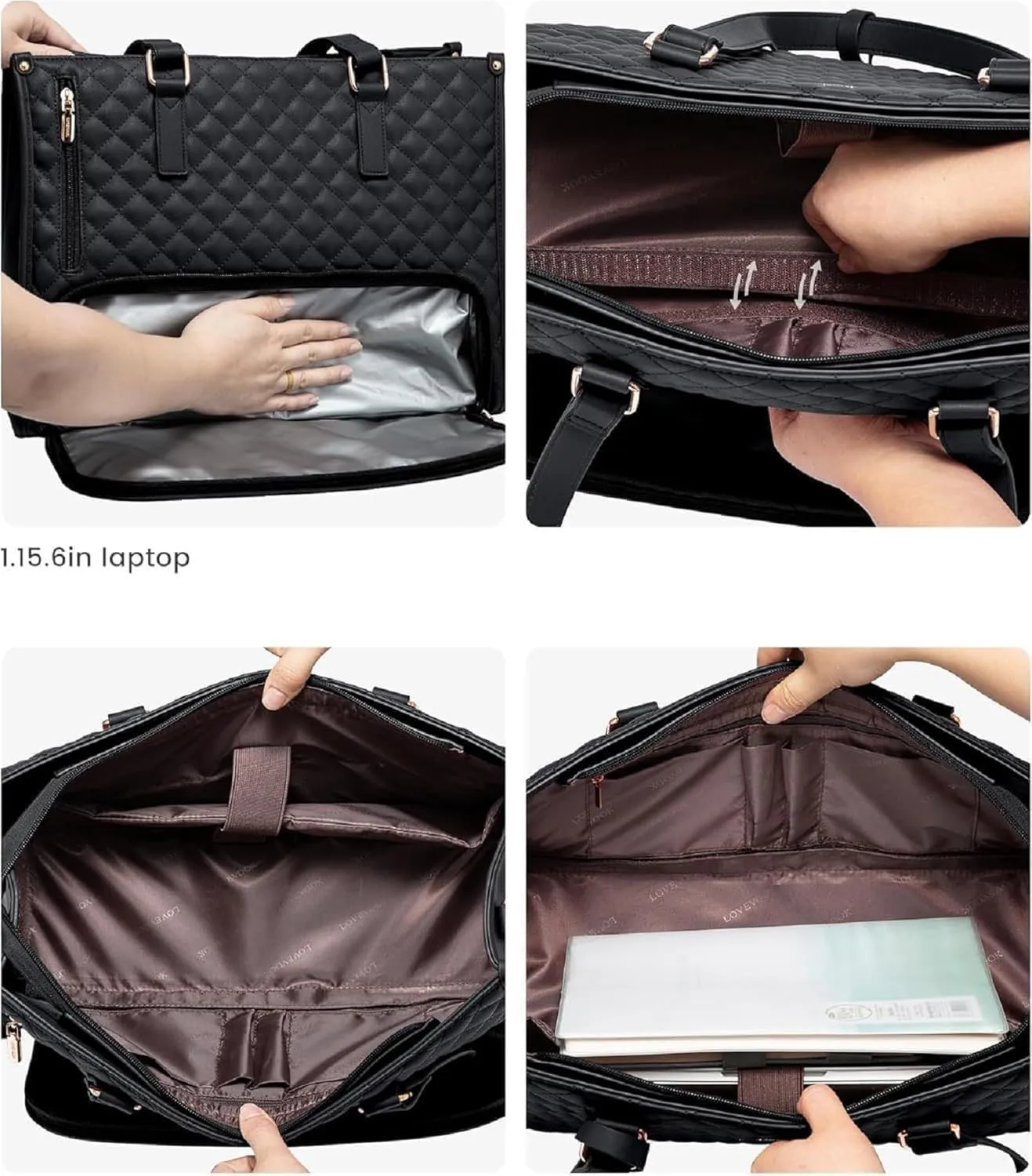 Lavenra All in One Tote Bag, Laptop Bag With Lunch Compartment, Convertible Laptop Bag Work