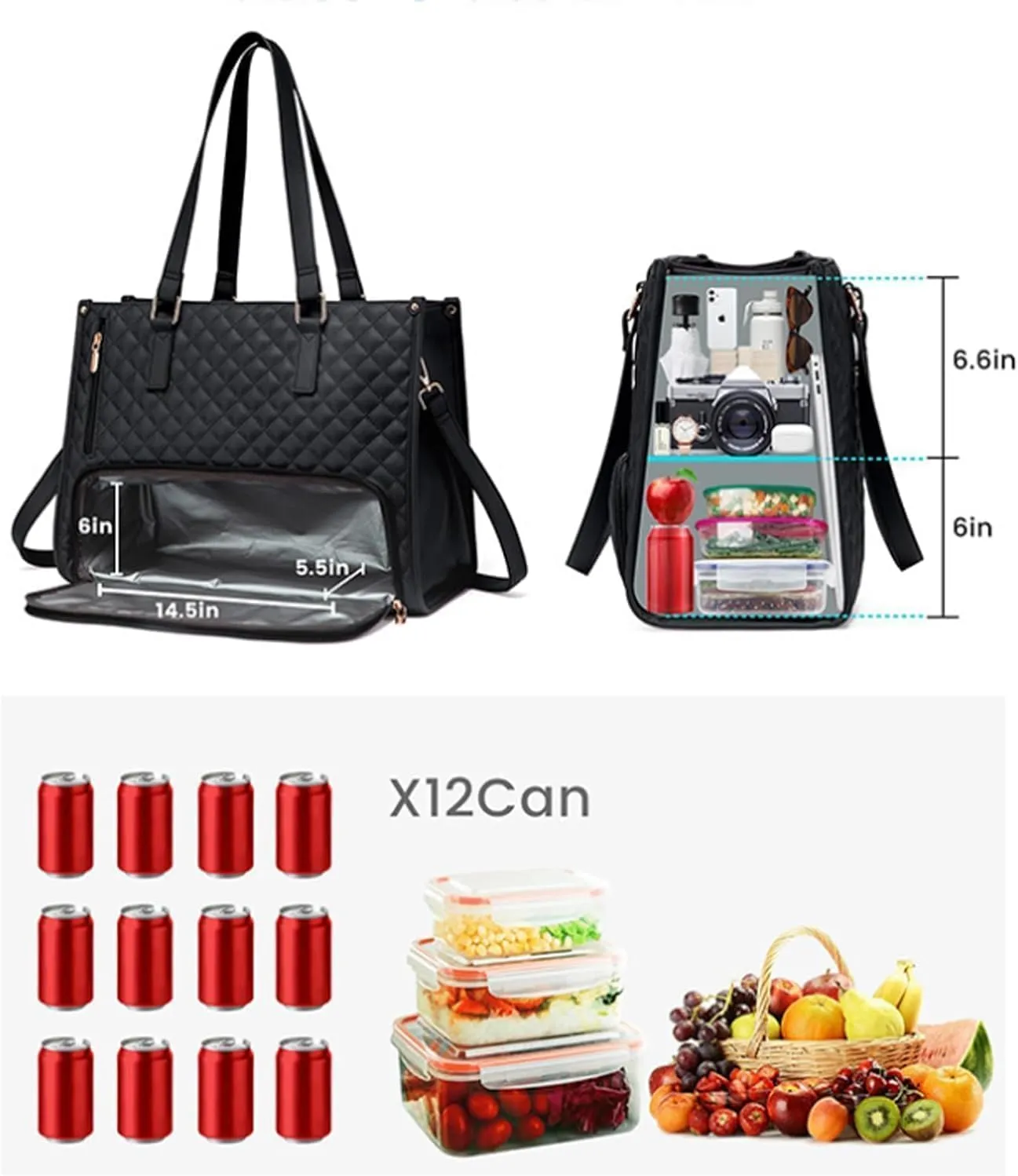 Lavenra All in One Tote Bag, Laptop Bag With Lunch Compartment, Convertible Laptop Bag Work