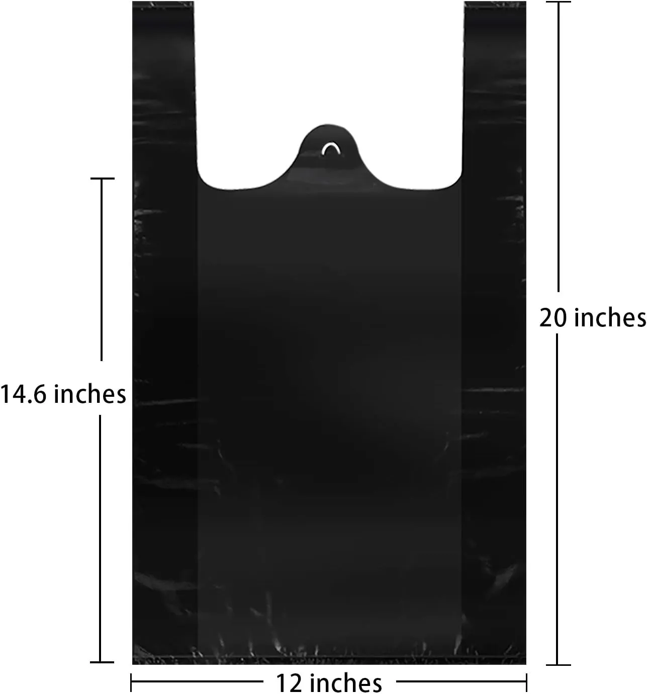 LazyMe T Shirt Bags, Black Plastic Grocery Bags with Handles in Bulk for Shopping and Restaurant, Bolsas De Plastico Para Negocio, 12 x 20 inch (200 Pcs)