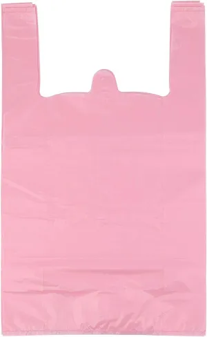 LazyMe T Shirt Bags, Pink Plastic Bags with Handles for Grocery and Retail, Bolsas De Plastico Para Negocio, 12x20 Inches (200 pcs)
