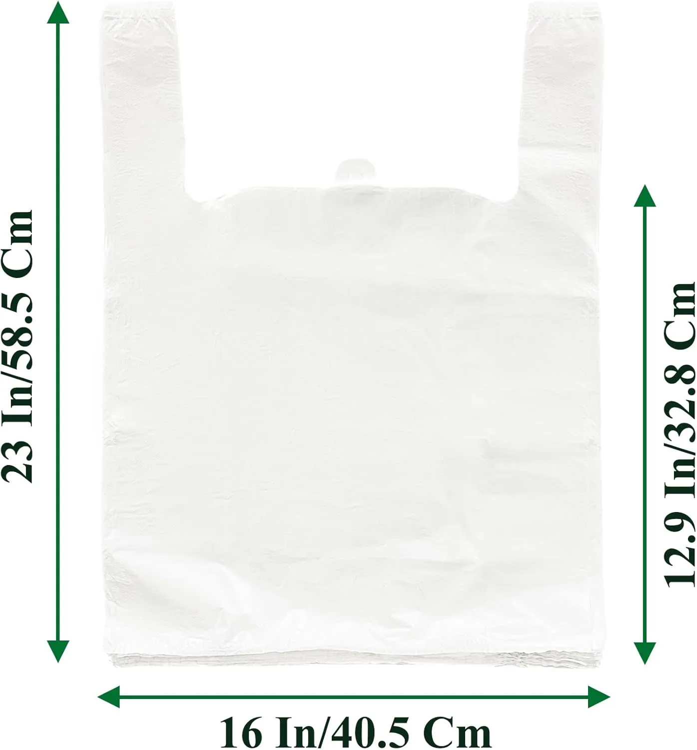 LazyMe T Shirt Bags, Plastic Bags with Handles for Grocery and Retail Shopping, Bolsas De Plastico Para Negocio, 16x23 Inch (White, 100pcs)