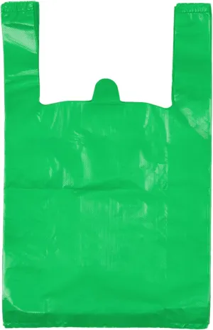 LazyMe T Shirt Bags, Plastic Bags with Handles for Grocery, Retail and St. Patrick's Day, Bolsas De Plastico Para Negocio, 12x20 Inch (Green, 100pcs)