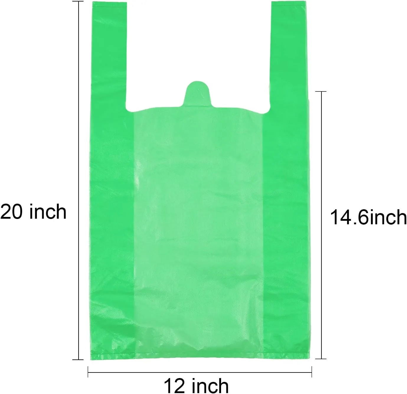 LazyMe T Shirt Bags, Plastic Bags with Handles for Grocery, Retail and St. Patrick's Day, Bolsas De Plastico Para Negocio, 12x20 Inch (Green, 100pcs)