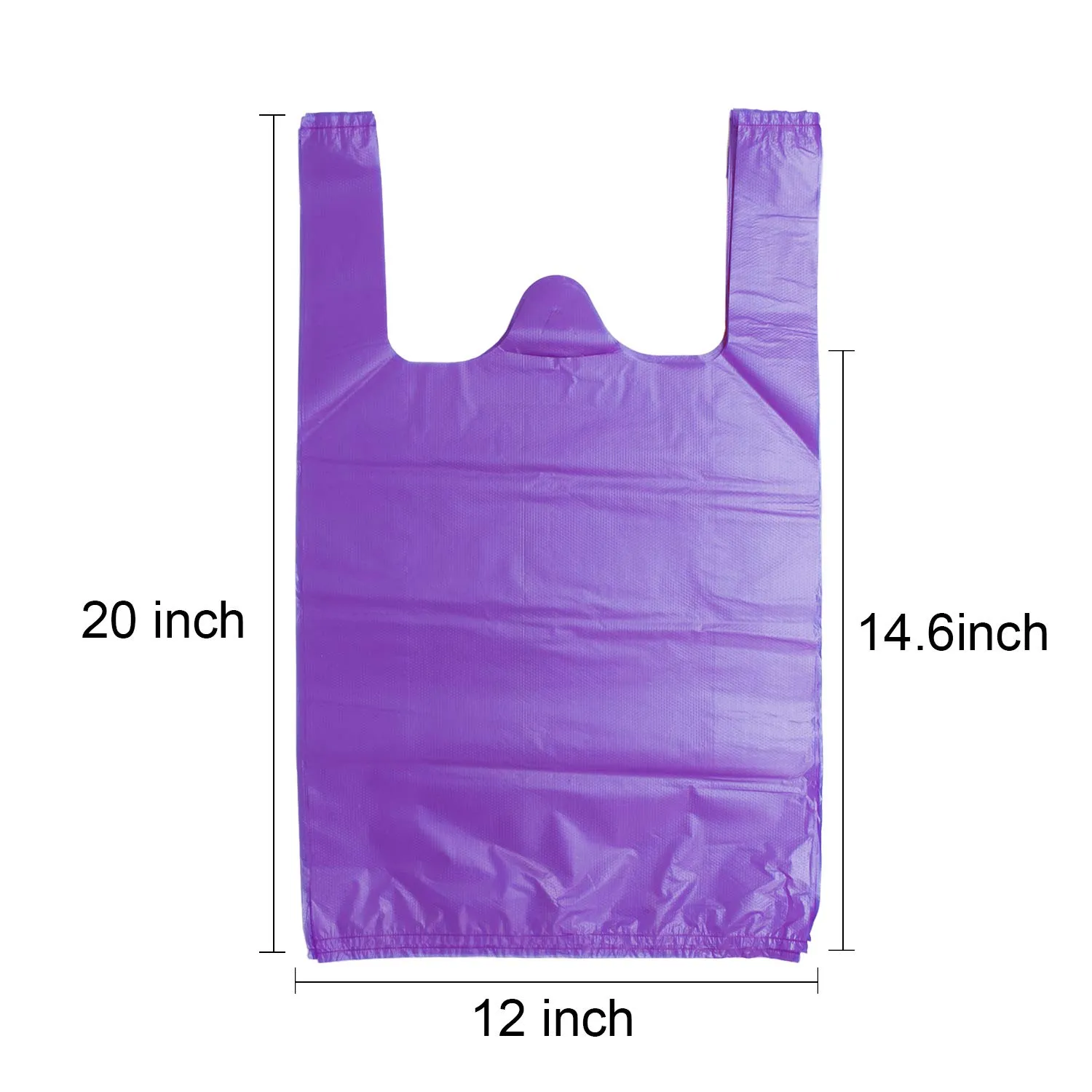 LazyMe T Shirt Bags Plastic Grocery Bags with Handles in Bulk for Shopping and Restaurant, Bolsas De Plastico Para Negocio, 12 x 20 Inch (Purple 200 Pcs)