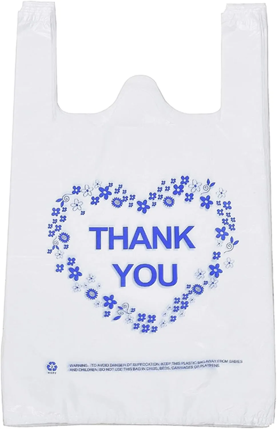 LazyMe Thank You T Shirt Bags Plastic Grocery Bags with Handles for Merchandise and Supermarket, Bolsas De Plastico Para Negocio, 12 x 20 Inch (100 PCS)