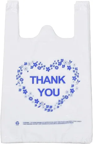 LazyMe Thank You T Shirt Bags Plastic Grocery Bags with Handles for Merchandise and Supermarket, Bolsas De Plastico Para Negocio, 12 x 20 Inch (100 PCS)