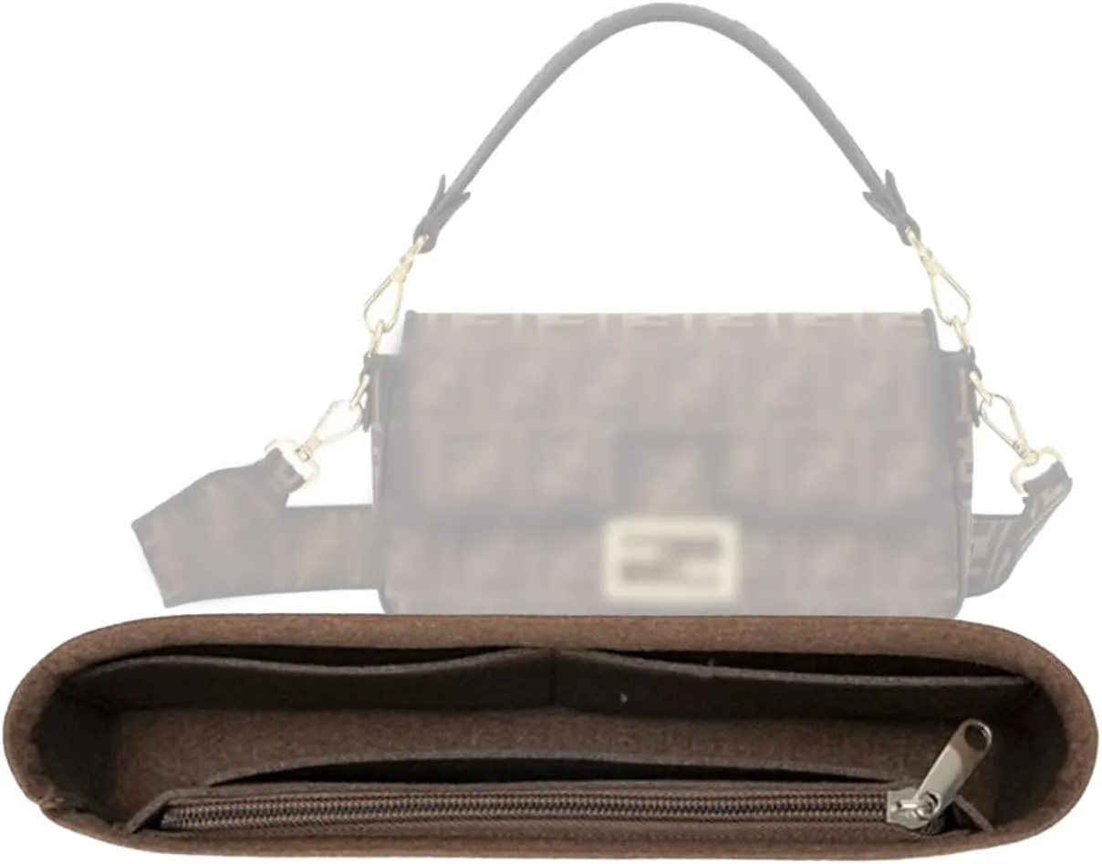 Lckaey Felt purse organizer for FENDI baguette bag insert for fendi Handbag baguette Organizers Y090coffee-M