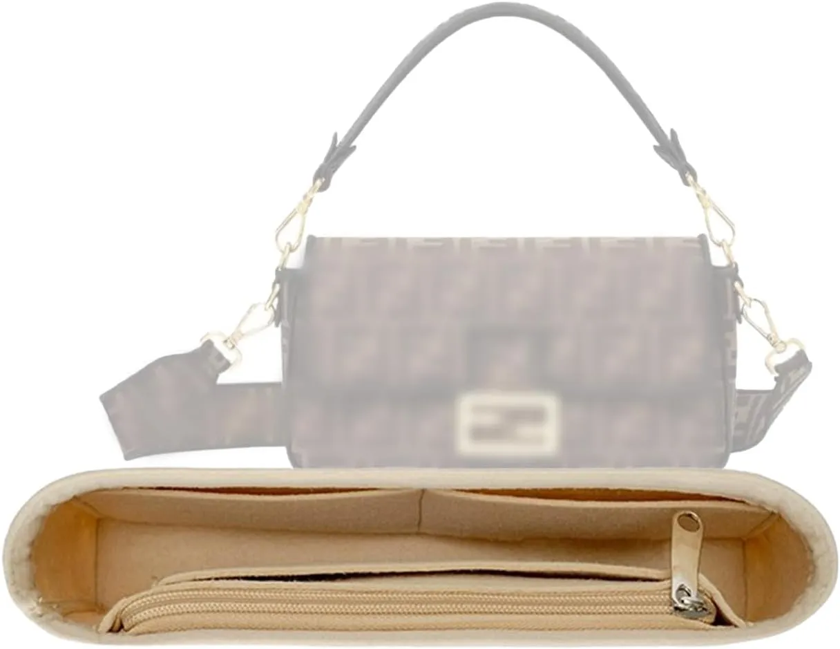 Lckaey Felt purse organizer for FENDI baguette bag insert for fendi Handbag baguette Organizers Y090Khaki-M