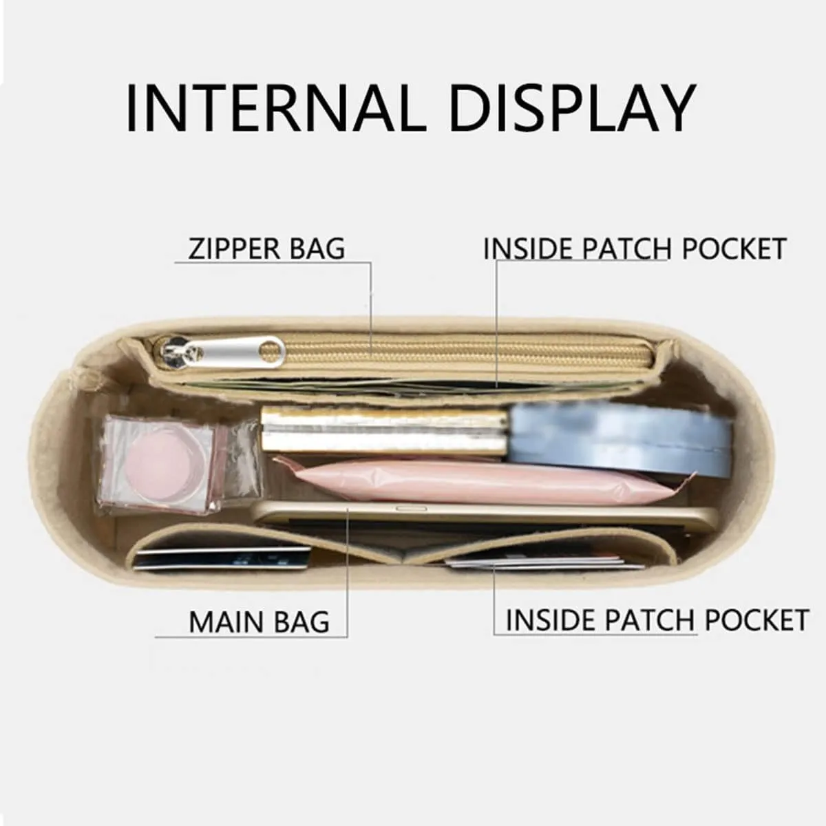 Lckaey for Handbags Kelly 32 organizer Purse Organizer insert1011Beige-L