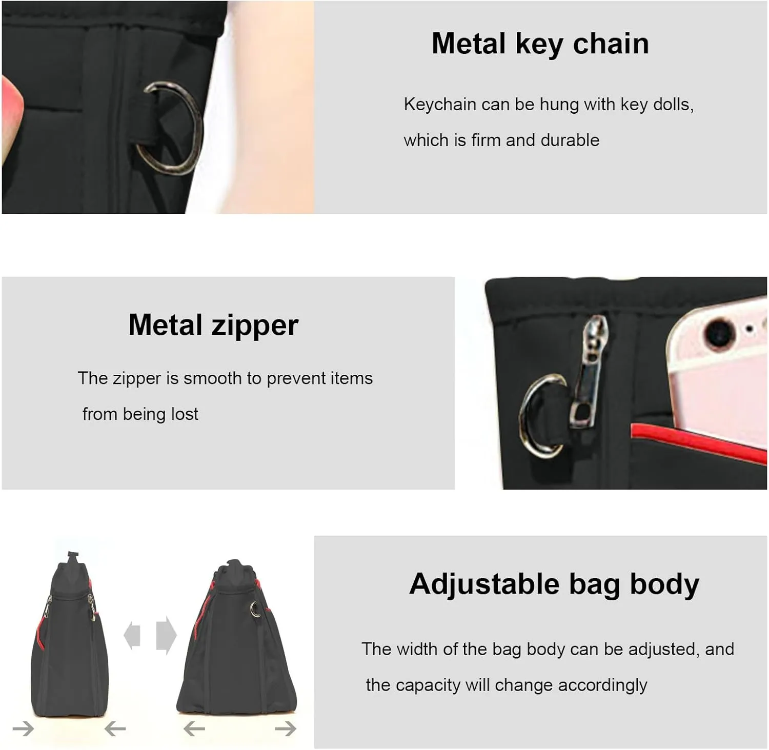 Lckaey Nylon Purse Organizer for neverfull Tote Handbag insert Organizers for longchamp and goyard tote insert 3096Black-L