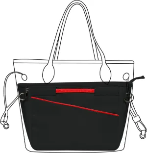 Lckaey Nylon Purse Organizer for neverfull Tote Handbag insert Organizers for longchamp and goyard tote insert 3096Black-L