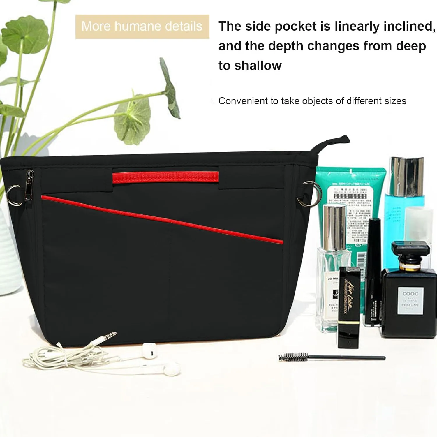 Lckaey Nylon Purse Organizer for neverfull Tote Handbag insert Organizers for longchamp and goyard tote insert 3096Black-L