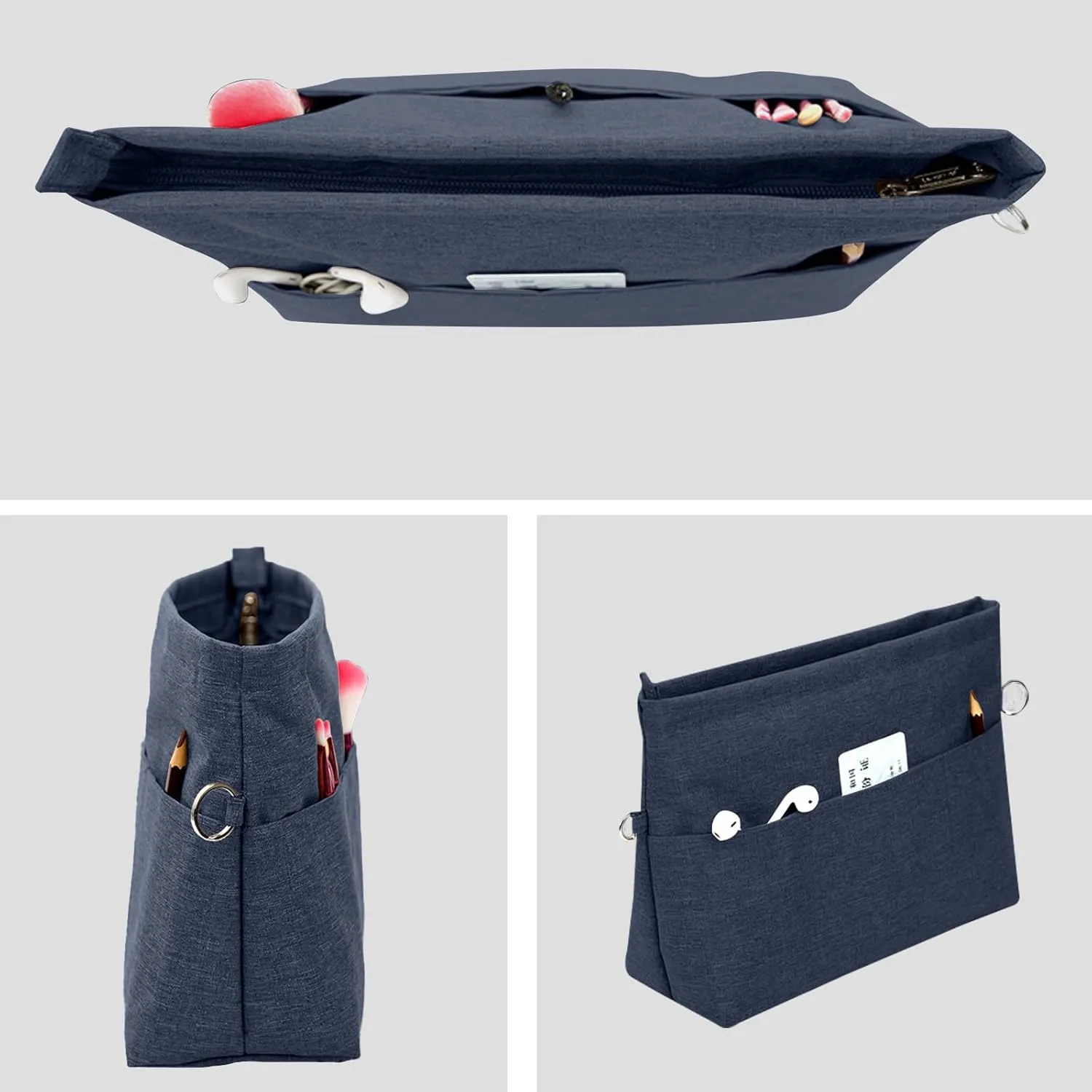 Lckaey Premium Nylon Purse Organizer for neverfull Tote Handbag insert for longchamp and goyard tote Organizers 3097Blue-S