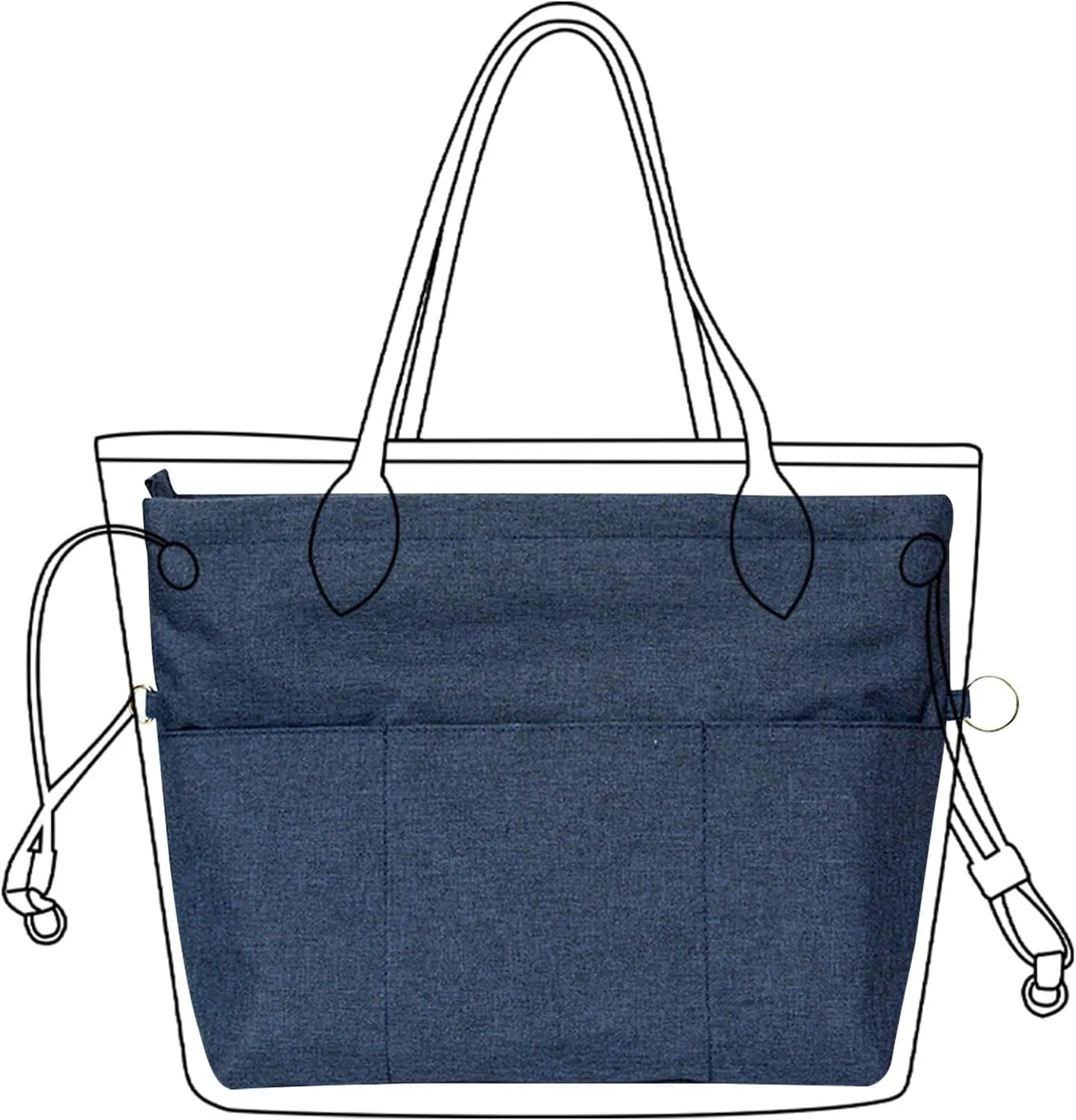 Lckaey Premium Nylon Purse Organizer for neverfull Tote Handbag insert for longchamp and goyard tote Organizers 3097Blue-S
